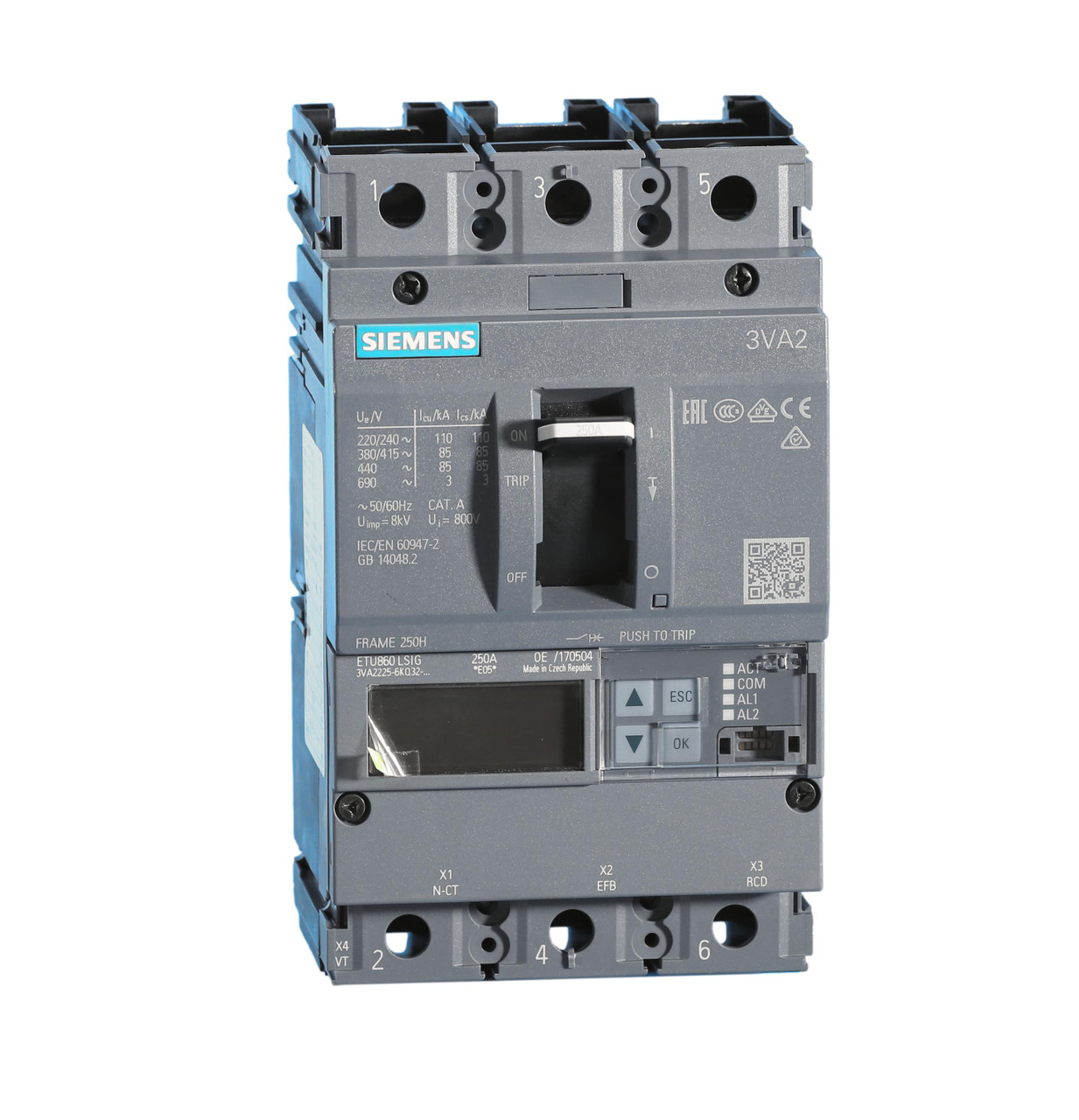 3VA2225-6KQ32-0AA0 VA IEC Circuit Breaker w/250A Electronic Trip Unit