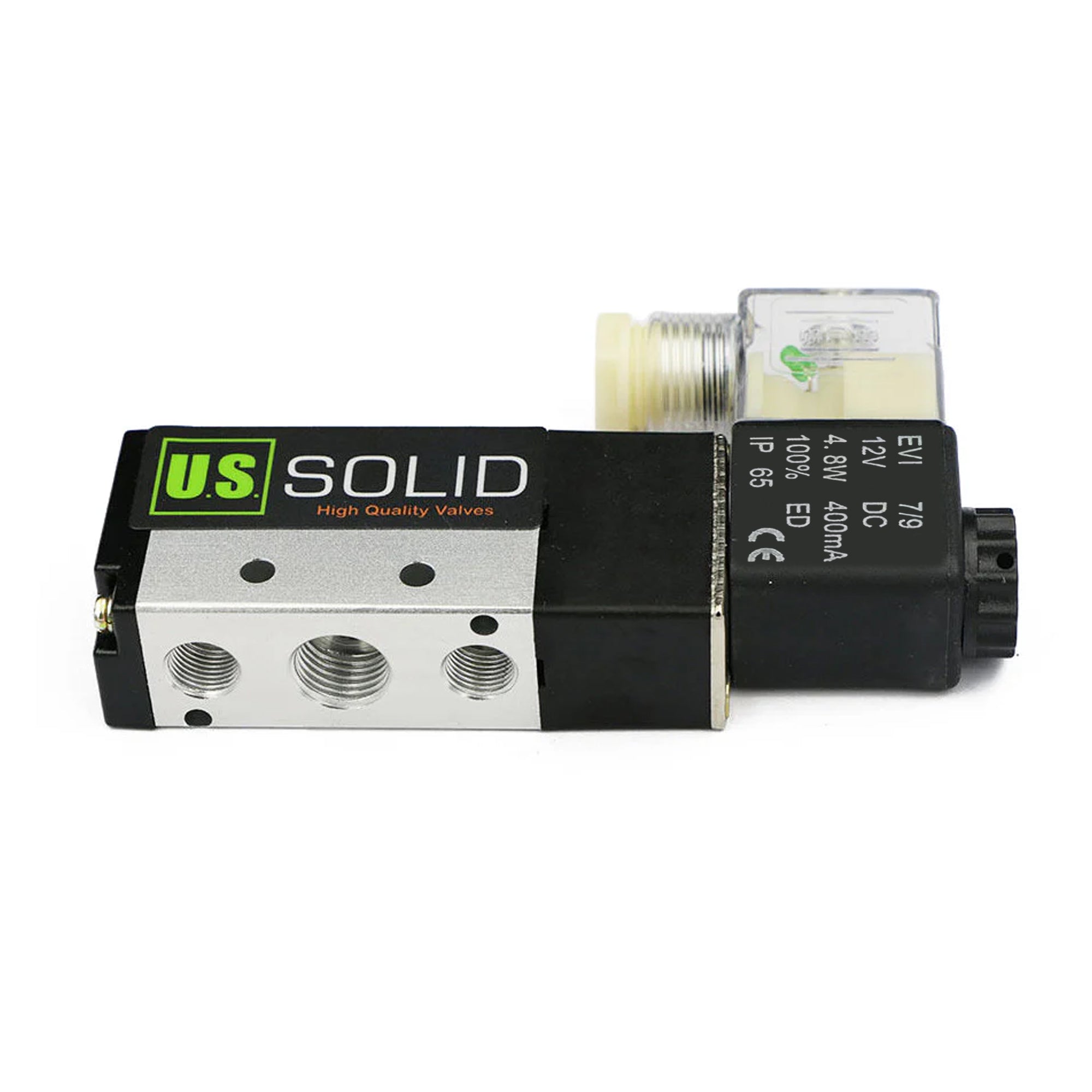 1/4" 5 way 2 Position Pneumatic Solenoid Valve, DC 12 V by U.S. Solid, Normally Closed