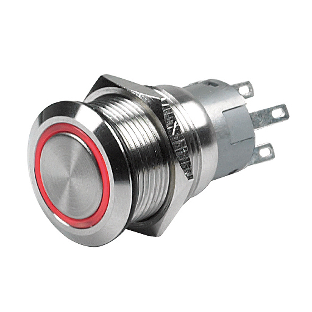 Marinco Push-Button Switch – 12V Momentary (On)/Off – Red LED