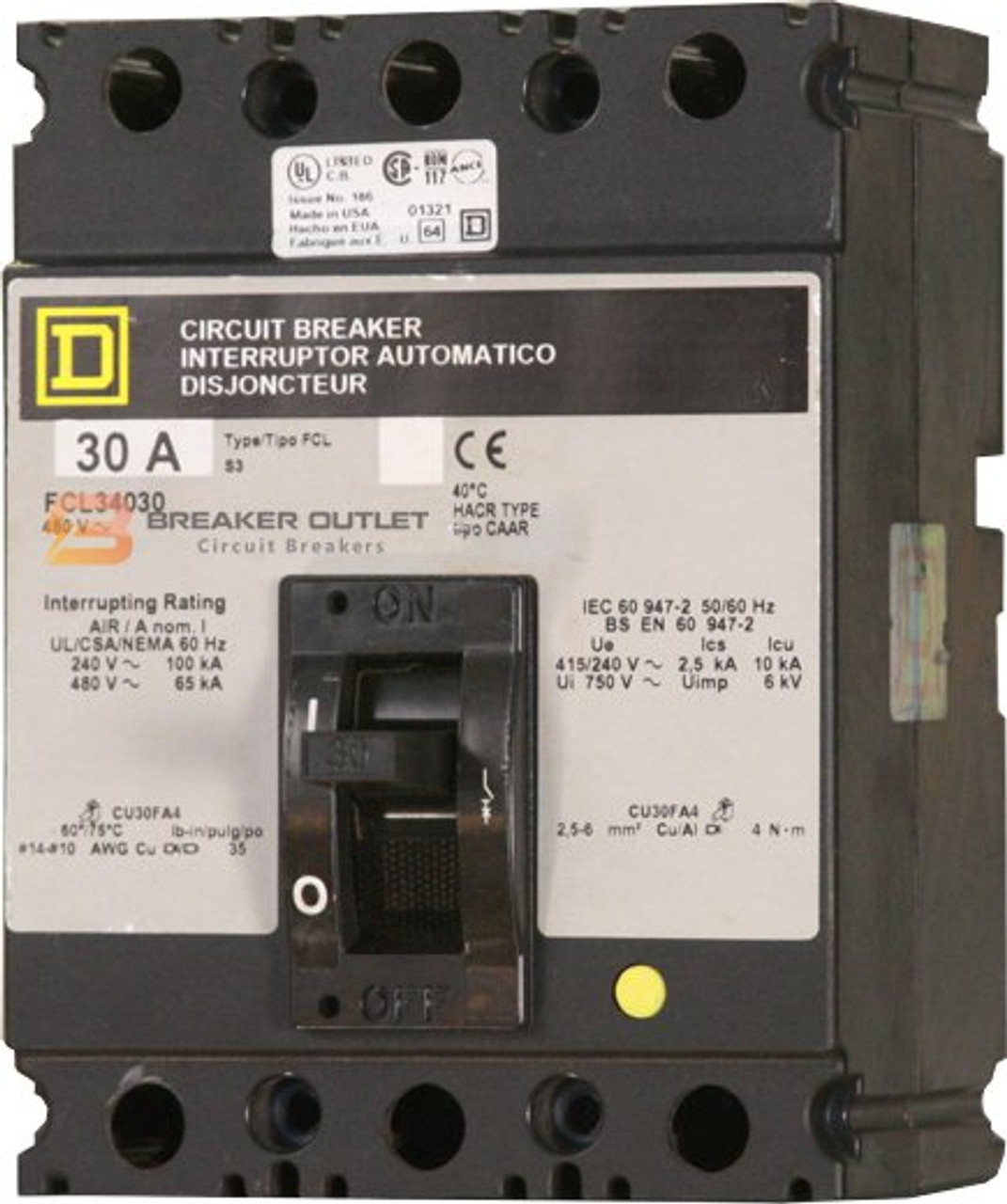 FCL34040 Square D High Interrupting Lug Circuit Breaker