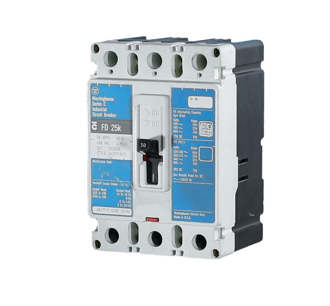 Westinghouse FD3050 Series C , 50 Amp Circuit Breaker