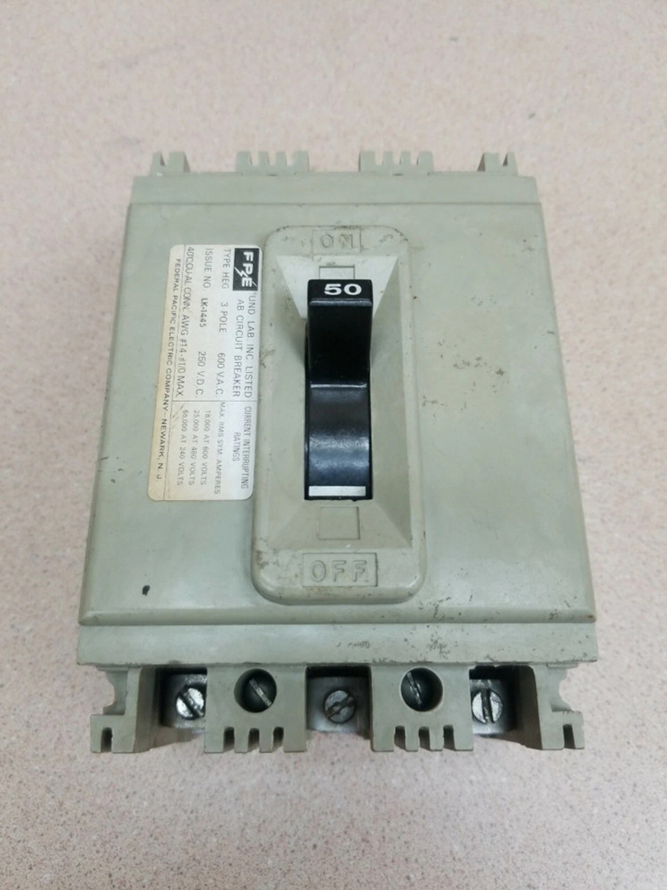 HEG631015 Federal Pacific Electric 15A Circuit Breaker