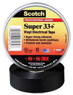 3M 33+ 3/4 x 66 Foot Black Plastic Tape