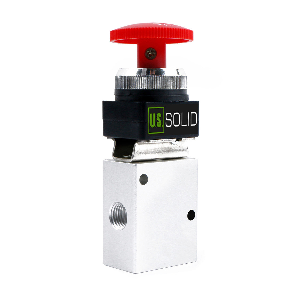 U.S. Solid 1/4" NPT Red Latching Emergency Mushroom Style Push Button 3 Way, 2 Position Pneumatic Control Mechanical Valve