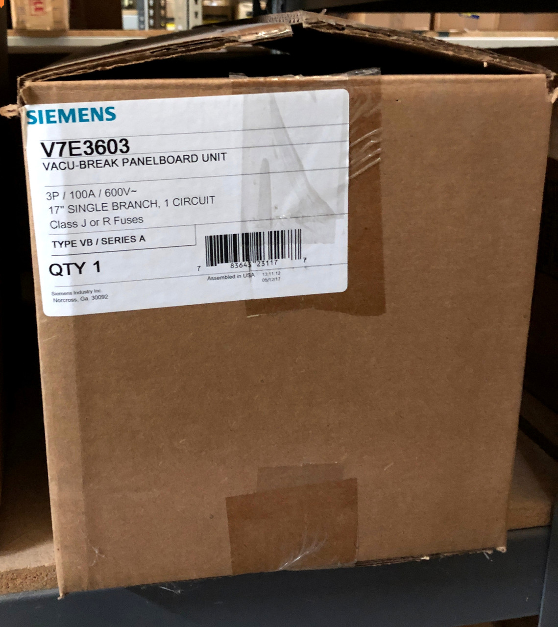 V7E3603 Siemens 100A Vacu-Break Fusible Panel board Switches
