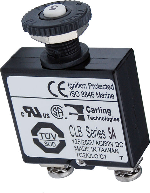 BSS Push Button Reset Only Screw Terminal Breaker - 5A