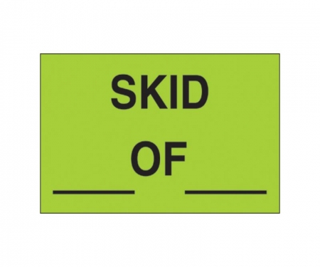 " Skid __ of __" Fluorescent Green Labels